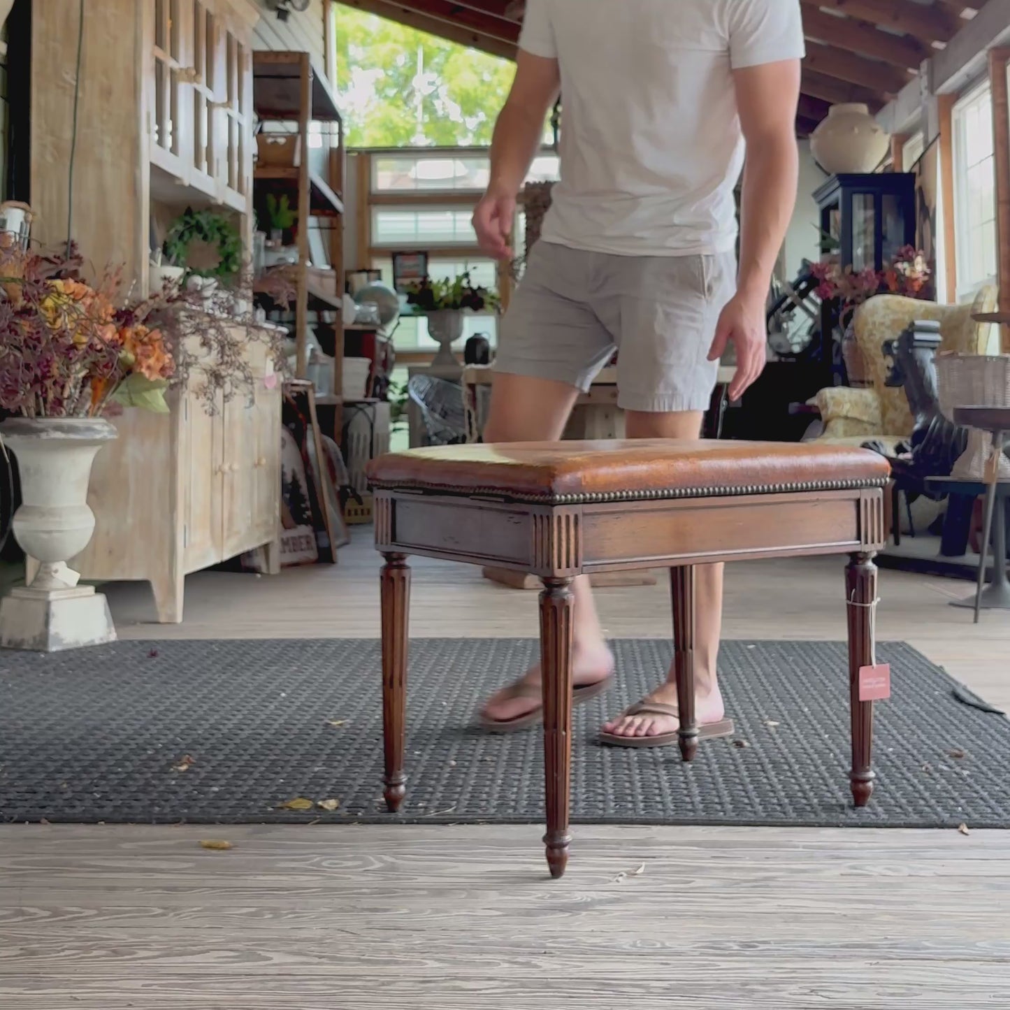 French Leather Stool/Step Ladder